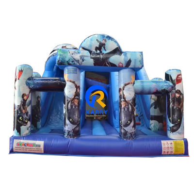 Slide commerciale gonfiabile a doppia corsia con blower dragon bouncer e slide combo