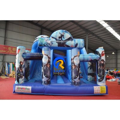 Slide commerciale gonfiabile a doppia corsia con blower dragon bouncer e slide combo