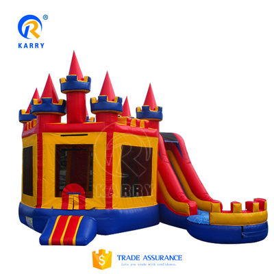 Giochi estivi di nuoto Mini castello gonfiabile con ventolatore di scivolo d'acqua Combo materiale PVC