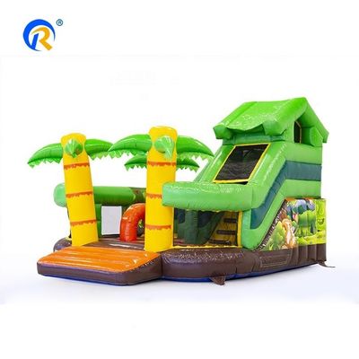 Gioco interattivo per bambini stile hawaiano Palm Tree Bouncy Jumping House con water slide
