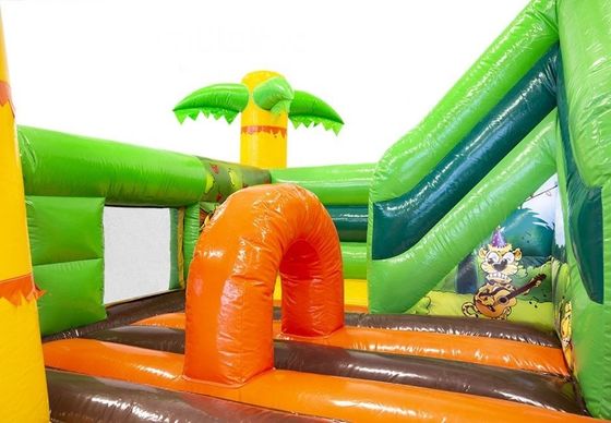 Gioco interattivo per bambini stile hawaiano Palm Tree Bouncy Jumping House con water slide