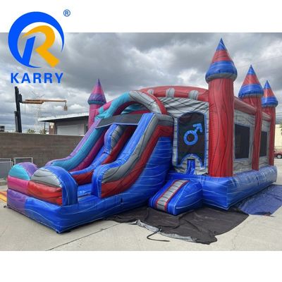 Tematica di circo Inflatabile castello a rimbalzo Combo di scivolo per saltare divertimento Capacità massima 100-500 kg