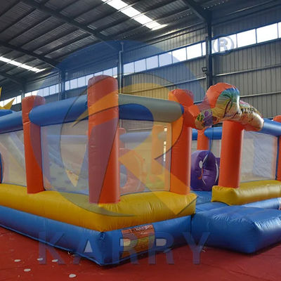 Combo di scivoli portatili in PVC con percorso di ostacoli e muro gonfiabile