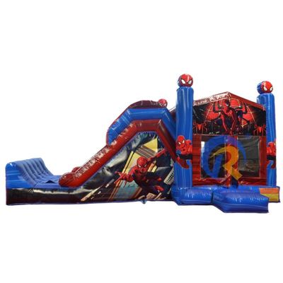 Unisex Spiderman Water Inflatable Bouncer Slide Combo con opzione Wet/Dry