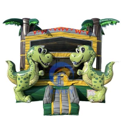 Tropical Dinosaur Commercial Inflatable Castle Party Noleggio con logo personalizzato stampato