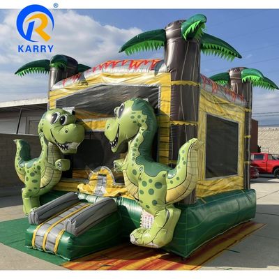 Tropical Dinosaur Commercial Inflatable Castle Party Noleggio con logo personalizzato stampato
