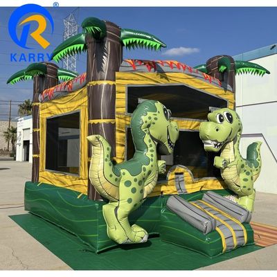 Tropical Dinosaur Commercial Inflatable Castle Party Noleggio con logo personalizzato stampato