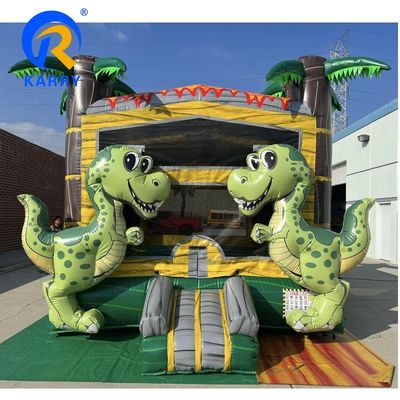 Tropical Dinosaur Commercial Inflatable Castle Party Noleggio con logo personalizzato stampato