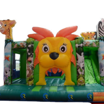 Parco di divertimenti per bambini Trampolino con scivolo interno personalizzato Jungle Lion King