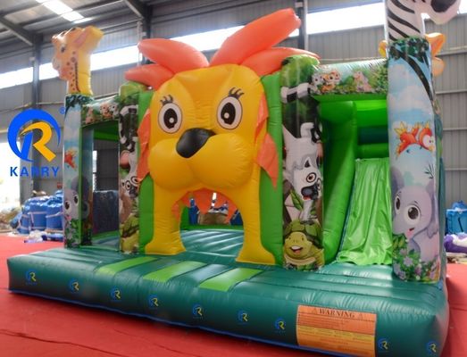 Parco di divertimenti per bambini Trampolino con scivolo interno personalizzato Jungle Lion King
