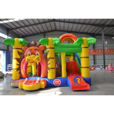 Personalizzare accettazione del leone di cartone animato PVC gonfiabile bouncer Slide Combo per il gioco dei bambini