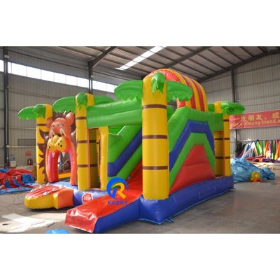 Personalizzare accettazione del leone di cartone animato PVC gonfiabile bouncer Slide Combo per il gioco dei bambini