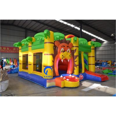 Personalizzare accettazione del leone di cartone animato PVC gonfiabile bouncer Slide Combo per il gioco dei bambini