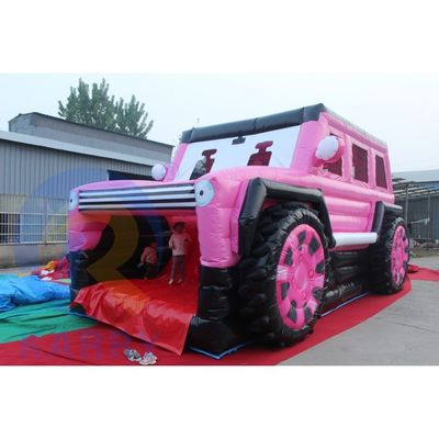 Jeep rosa gonfiabile castello scivolo combinazione bouncer SUV castello salto con soffiatore