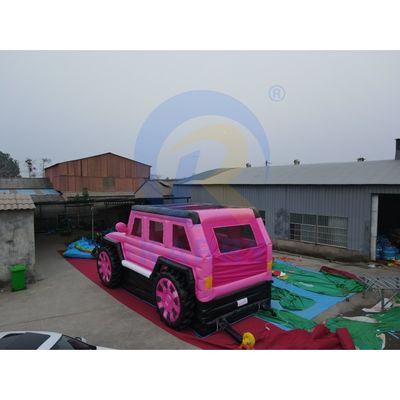 Jeep rosa gonfiabile castello scivolo combinazione bouncer SUV castello salto con soffiatore