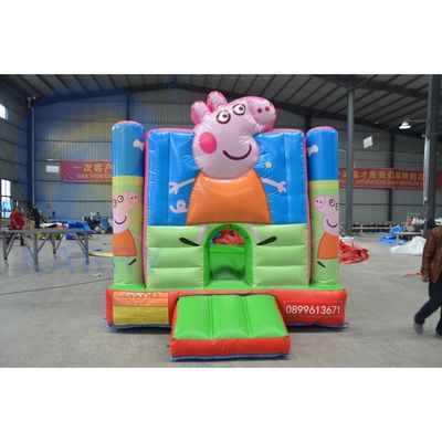 Unisex Hot Pink Cartoon Pig Bouncy Castle con scivolo e avventura in PVC marino personalizzato