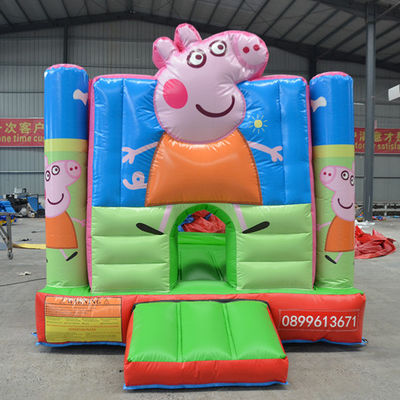 Unisex Hot Pink Cartoon Pig Bouncy Castle con scivolo e avventura in PVC marino personalizzato