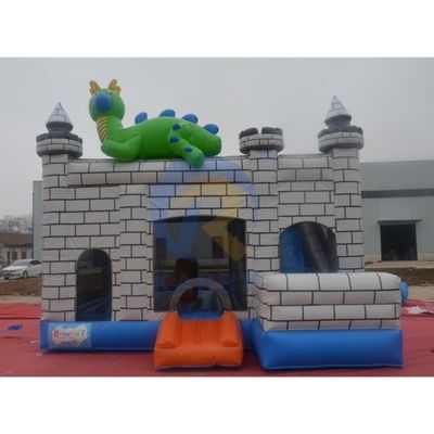 Dino Commercial Bouncy Inflatable Castle con kit di riparazione di scivoli e accessori