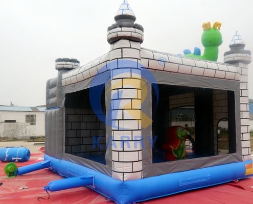 Dino Commercial Bouncy Inflatable Castle con kit di riparazione di scivoli e accessori