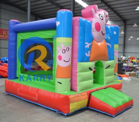 Unisex PVC Cartoon Pink Piggy Mini Inflatable Castle per interni e esterni Commerciale