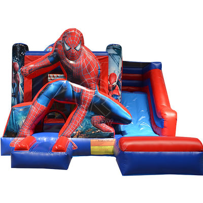 Casa di rimbalzo commerciale gonfiabile Spiderman con diapositiva in materiale PVC certificato EN14960