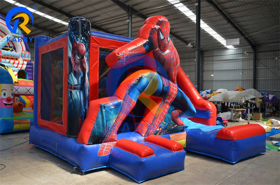 Casa di rimbalzo commerciale gonfiabile Spiderman con diapositiva in materiale PVC certificato EN14960