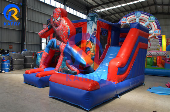 Casa di rimbalzo commerciale gonfiabile Spiderman con diapositiva in materiale PVC certificato EN14960