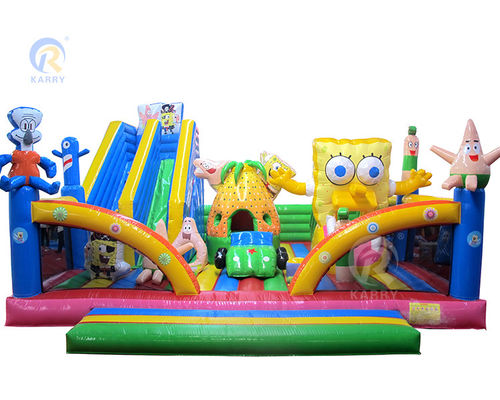 Parco di divertimenti idraulici gonfiabile Cartoon Sponge Fun City con scivolo e castello saltante