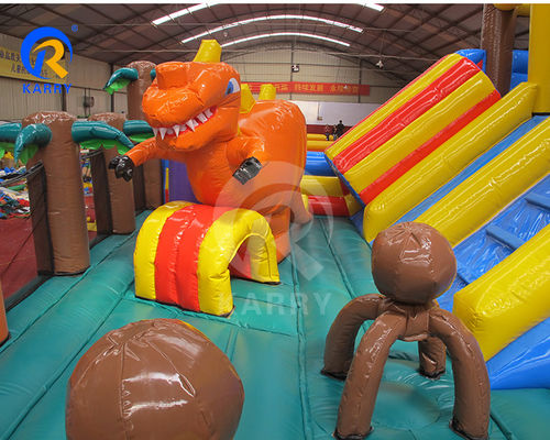Parco di divertimenti attrezzature da gioco tema dinosauro gonfiabile divertimento città castello slide combo