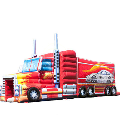 OEM accettabile gonfiabile grande camion rosso castello combo scivolo per bambini con soffiatore e scivolo