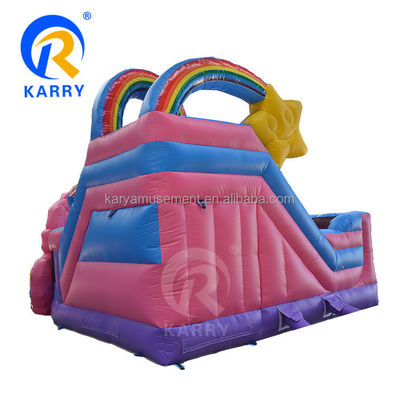 Outdoor Commerciale Bambino ostacolo Toboggan gonfiabile Salto Casa Unicorn tema arcobaleno
