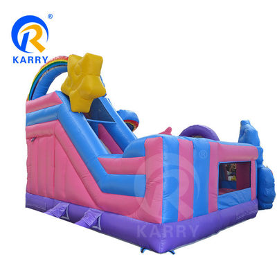 Divertimento all'aperto Commerciale 0,55 mm PVC Rainbow Unicorn Inflatabile Bouncer con scivolo asciutto bagnato