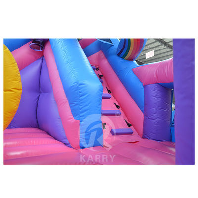 Divertimento all'aperto Commerciale 0,55 mm PVC Rainbow Unicorn Inflatabile Bouncer con scivolo asciutto bagnato