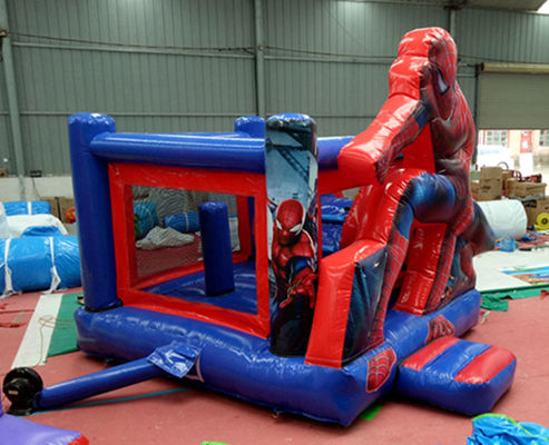 Capacità massima 100-500 kg Spiderman Casa gonfiabile con piscina e castello