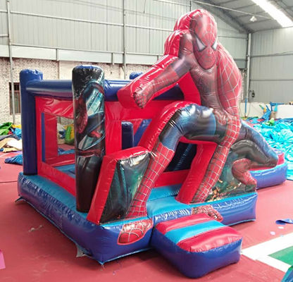 Capacità massima 100-500 kg Spiderman Casa gonfiabile con piscina e castello