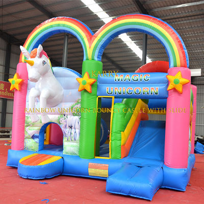 Unisex Rainbow Unicorn Bouncer Castello con scivolo Commerciale Bambini Playhouse gonfiabile