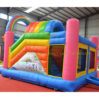 Unisex Rainbow Unicorn Bouncer Castello con scivolo Commerciale Bambini Playhouse gonfiabile