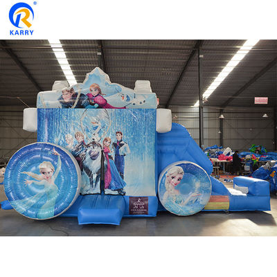 14 Years Up Frozen Wagon Casa gonfiabile a rimbalzo con diapositiva popolare cartone animato Castello a rimbalzo