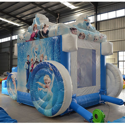 14 Years Up Frozen Wagon Casa gonfiabile a rimbalzo con diapositiva popolare cartone animato Castello a rimbalzo