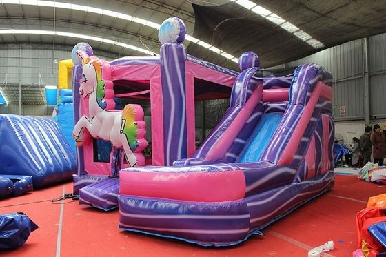 Dimensioni personalizzate case gonfiabili casa rimbalzo scivolo d'acqua con Rainbow Unicorn Design