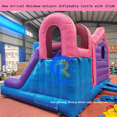 Dimensioni personalizzate case gonfiabili casa rimbalzo scivolo d'acqua con Rainbow Unicorn Design