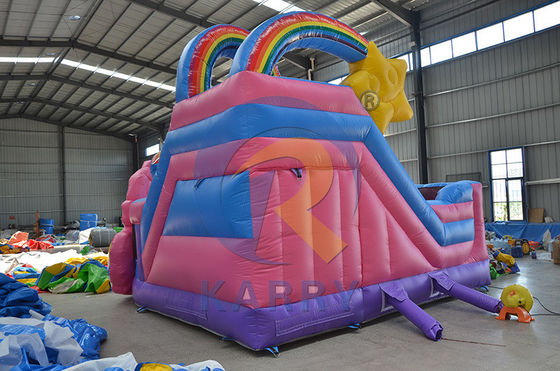 Rainbow Double Unicorn Air Trampoline Castello gonfiabile Slide Combo H14ft per eventi di festa