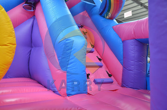 Rainbow Double Unicorn Air Trampoline Castello gonfiabile Slide Combo H14ft per eventi di festa