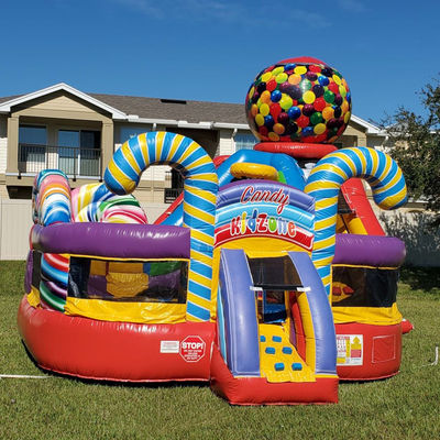Kidzone Commercial Inflatable Candy House Theme Castle Moonwalk Bouncer per la casa