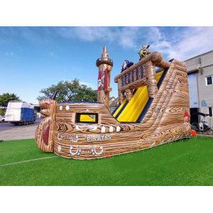 Slide combinato a colori gonfiabili con castello a rimbalzo di legno e scivolo