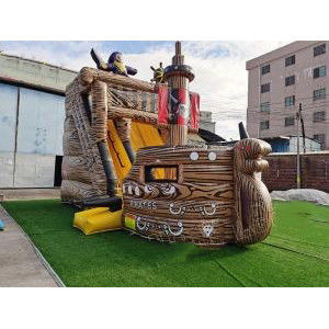 Slide combinato a colori gonfiabili con castello a rimbalzo di legno e scivolo