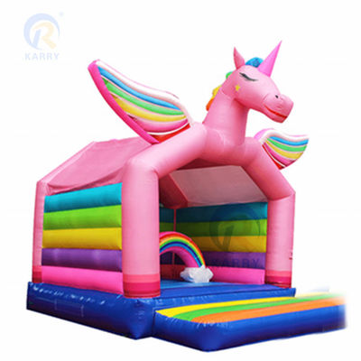 Commercial Rainbow Spotted Unicorn Inflatabile Bouncy Castle Combo Slide Accettabile OEM