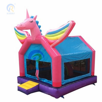 Commercial Rainbow Spotted Unicorn Inflatabile Bouncy Castle Combo Slide Accettabile OEM