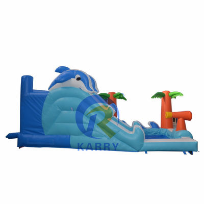 Parco giochi all'aria aperta Dolphin Whale Inflatable Castle Slide Combo per bambini da 14 anni