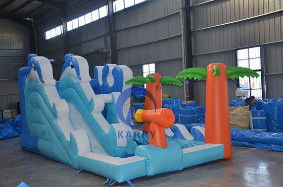 Parco giochi all'aria aperta Dolphin Whale Inflatable Castle Slide Combo per bambini da 14 anni